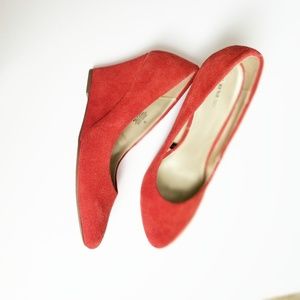 Express Orange Suede Wedge Size 8